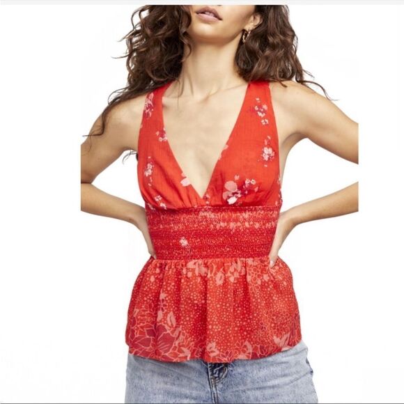 ✨ HP✨NWOT✨Free People Brinkley Smocked Tank Top✨ - Picture 1 of 6